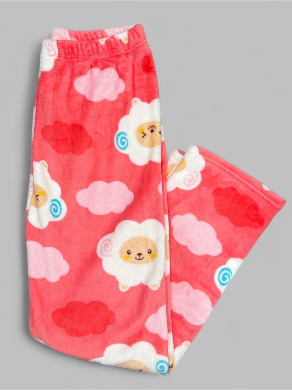 Coral Sheep-Print Plush Pajama Pants - Women's Cozy Sleepwear